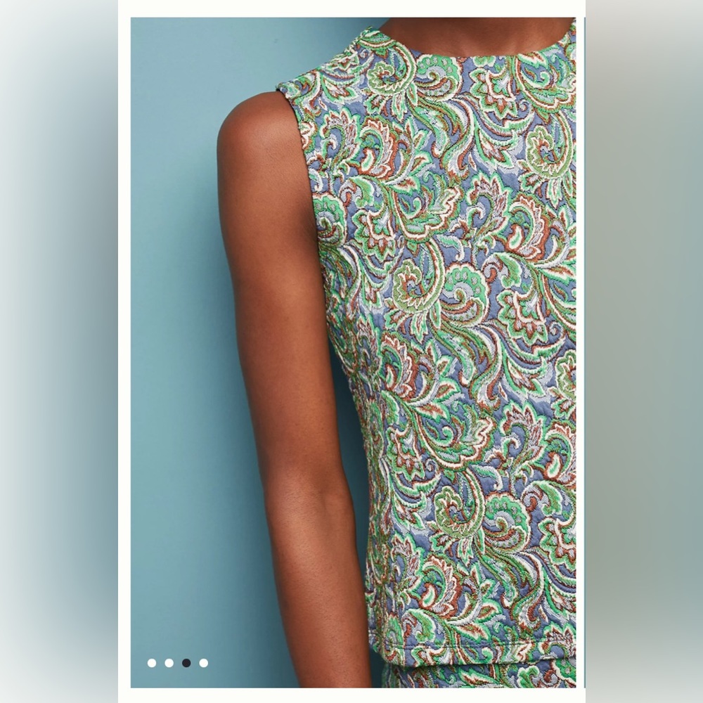 Maeve Green Paisley Sleeveless Shell and Skirt Set - Picture 4 of 15